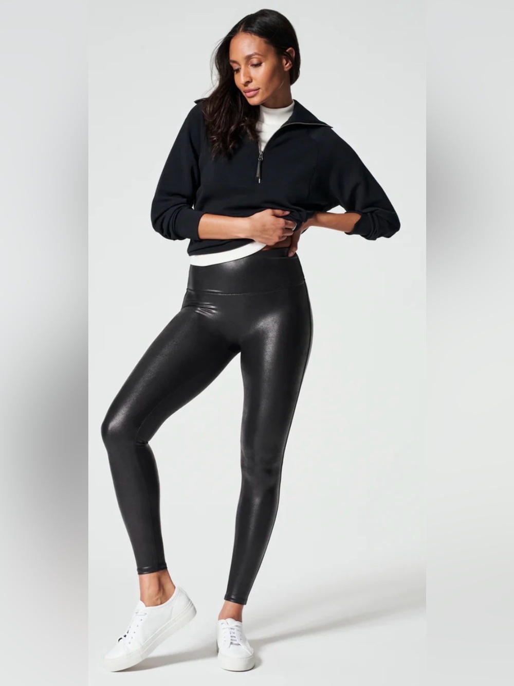 SPANX Black Faux Leather Leggings Size 2XL